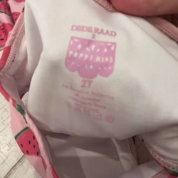 Poppy Kids Co Girl Watermelon Print Smocked Swimsuit Set in size 2T - Picture 3 of 4